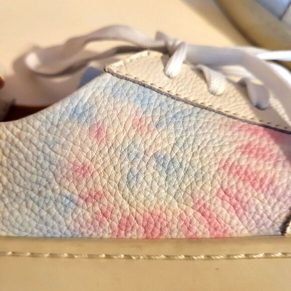 NEW Soludos for Anthropologie "Ibiza" White Tie Dye Leather Sneakers 7M Ret $139 - Picture 4 of 9